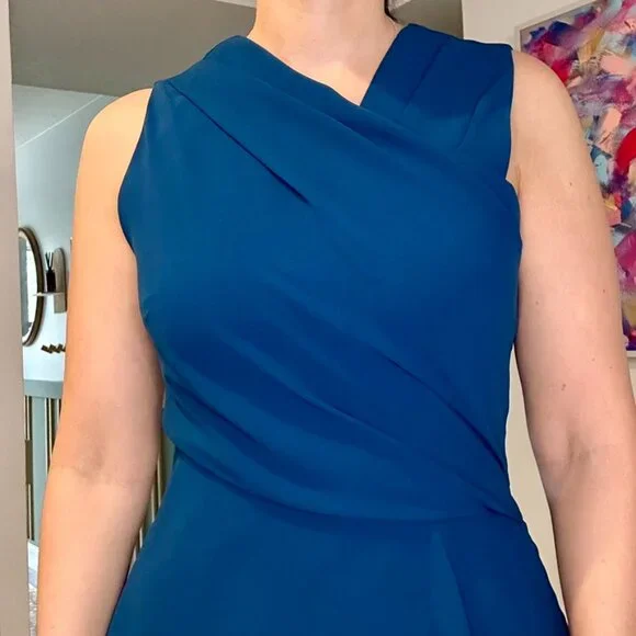 Reiss Marling Warp-Front Midi Dress in Ocean Blue - size 6 - Picture 2 of 7